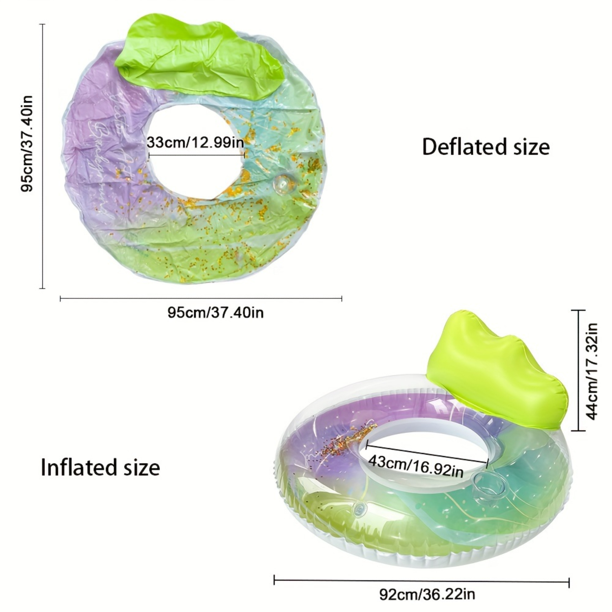 SHAOSZC - Flotador inflable transparente brillante con degradado de color y respaldo: accesorio perfecto para fiestas en la piscina en verano para adultos mayores de 14 años. Flotador de piscina