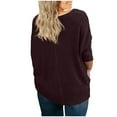 thumbnail image 6 of BLVB Womens Plus Size Tops Long Sleeve V Neck Knit Tunic Blouse Tie Front Button up T Shirts Fashion Clothes Wine, 6 of 6