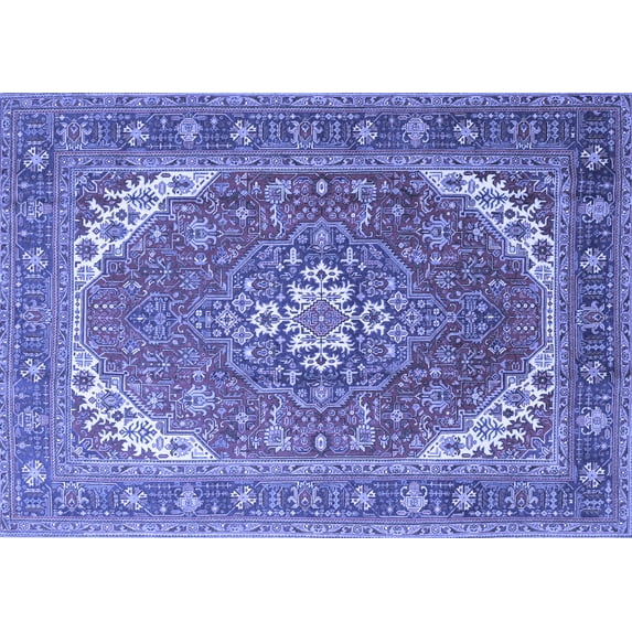 Ahgly Company Machine Washable Indoor Rectangle Persian Blue Traditional Area Rugs, 5' x 8'