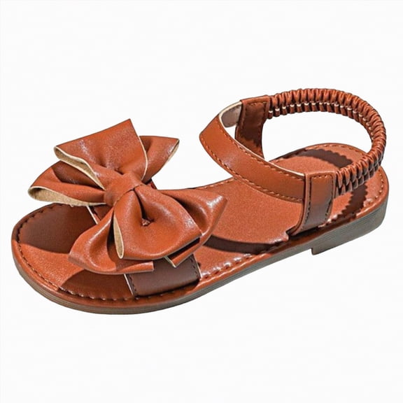Gubotare Girls Roman Sandals Boys and Girls Lightweight Dual-Adjustable Sandal Buckles with Hook and Loop Heel Closure Size 3 (Brown,Big Kids 3)