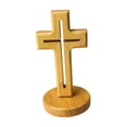 thumbnail image 4 of Adorno de cruz de madera con base, decoración religiosa, elegante regalo decorativo compacto Base redonda hueca, 4 of 9