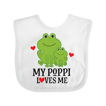 Inktastic My Poppi Loves Me Grandson Frog Boys Baby Bib