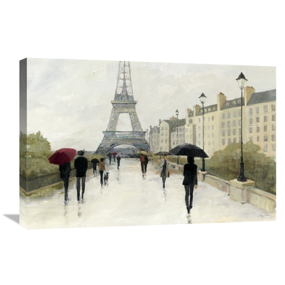 Global Gallery Avery Tillmon 'Eiffel in the Rain Marsala Umbrella' Canvas Wall Art