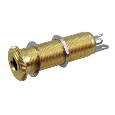 1x Brass Threaded Cylinder Bass Guitar Pickup Output Input Plug Gold