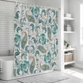 thumbnail image 6 of Teal Paisley Floral Shower Curtain, Waterproof Shower Curtains for Bathroom, Boho Ethnic Tribe Traditional Washable Fabric Bathtub Curtain Set Bath Decor with 12 Hooks Long 72"x84", 6 of 8