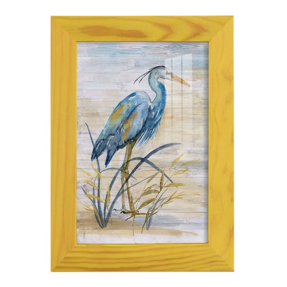 Blue Heron I -Framed Print w/glass-Sunflower Yellow