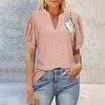 thumbnail image 2 of Womens Tops! Yigetop Womens Summer Business Casual Blouses V Neck Short Sleeve Shirts Hollow Out Cute Lace Tops Eyelet Tops for Women Pink XL, 2 of 4