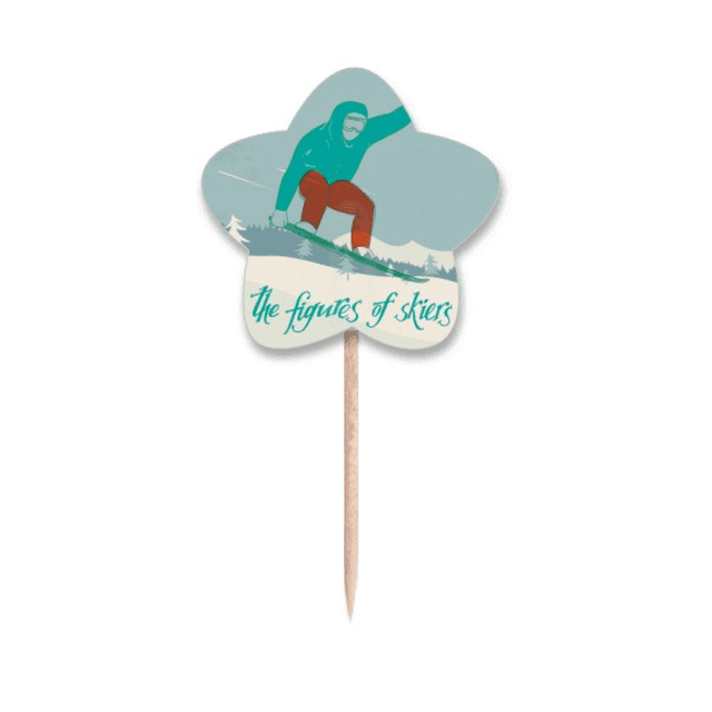 Deporte de invierno, Esqui Esqui de ilustración de la Junta Selección de pastelitos Star lable Flag en palillos de dientes