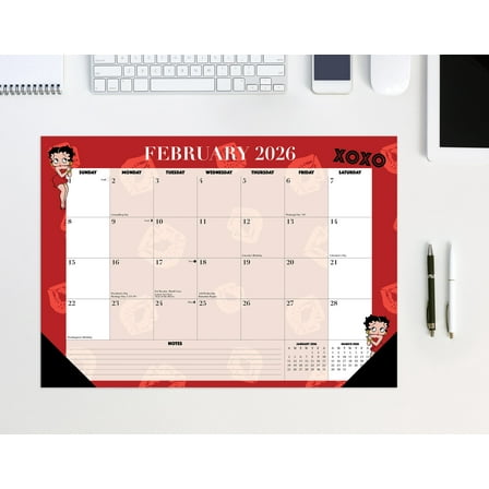 Betty Boop 2026 17" x 12" Small Monthly Deskpad