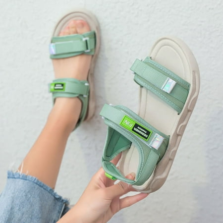 

Sandals Women‘s Outwear Spring and Summer New Korean-style Soft-soled Comfortable Shoes All-match Velcro Beach Shoes