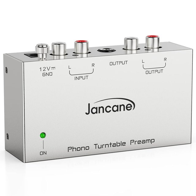 Preamplificador de phono Jancane para tocadiscos, entrada RCA, adaptador de 12 V
