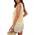 thumbnail image 5 of Women's Tank Tops Solid Color Deep V-Neck Tank Top with Floral Cutout and Tie-Front Detail Boho Style Cool Comfortable Summer Daily Wear Simple Office, 5 of 7