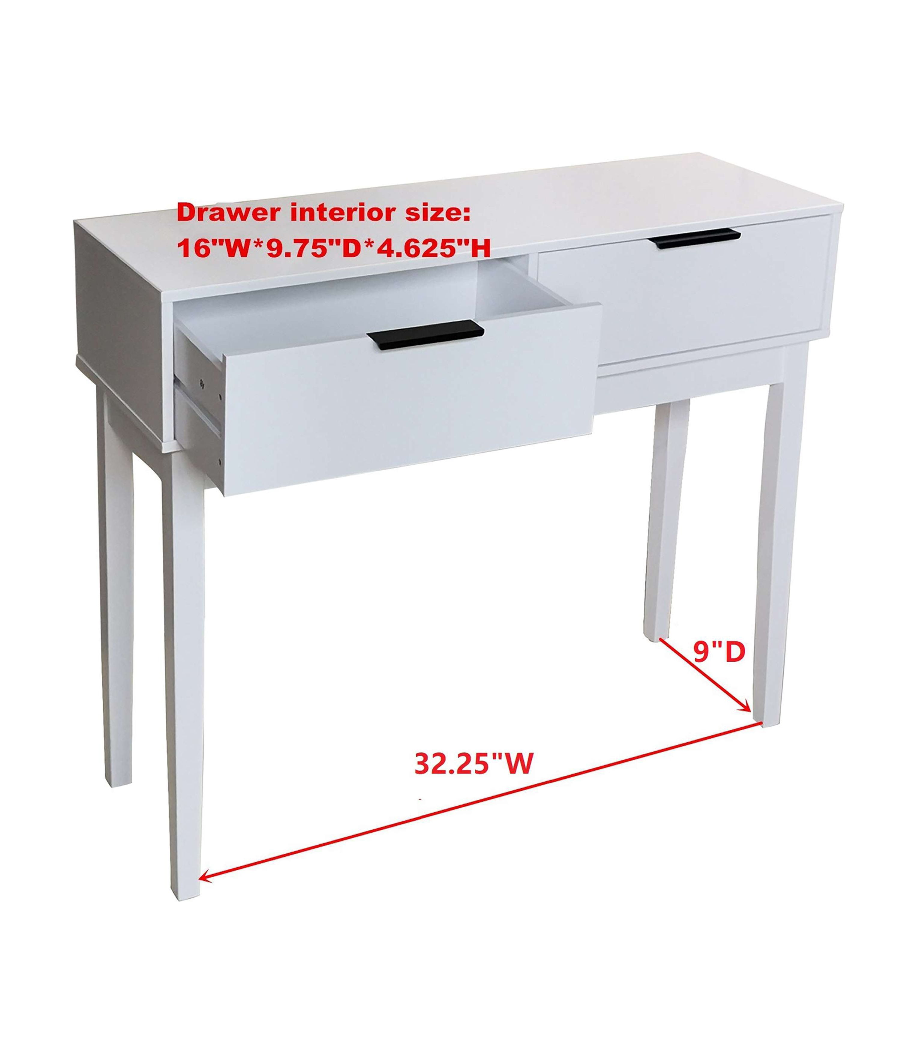 Kings Brand Furniture Modern Console Entryway Table with 2 Storage Drawers, White