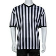 thumbnail image 2 of Court Uniform Striped Shape Short Sleeve V-neck Sweat Absorption Anti-Deformed Referee Wearing Polyester Fiber Sporting Goods Collared Referee Shirt for Sports style A size M, 2 of 13