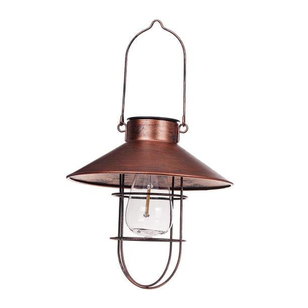 Lámpara solar colgante de metal para exteriores, decorativa para jardín, paisaje, cobre