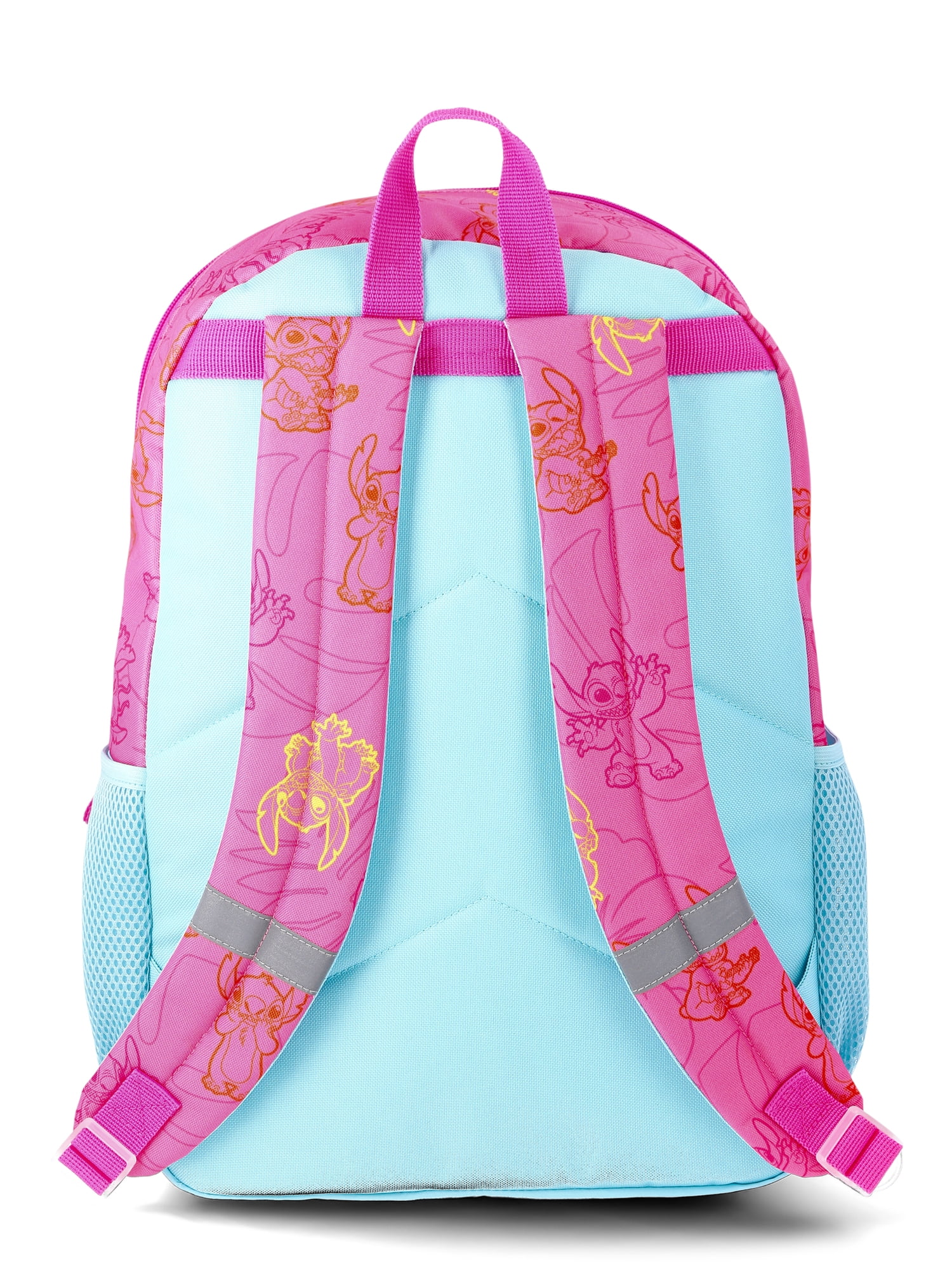 Disney Stitch Girls Customizable Charm 17" 5-Piece Backpack Set, Hot Pink