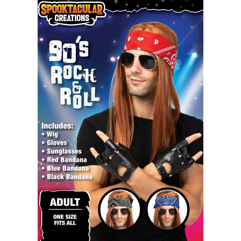 90s Rocker Kit Adult Wig Sunglasses Bandana 90s Rocker Kit Adult Wig Sunglasses Bandana