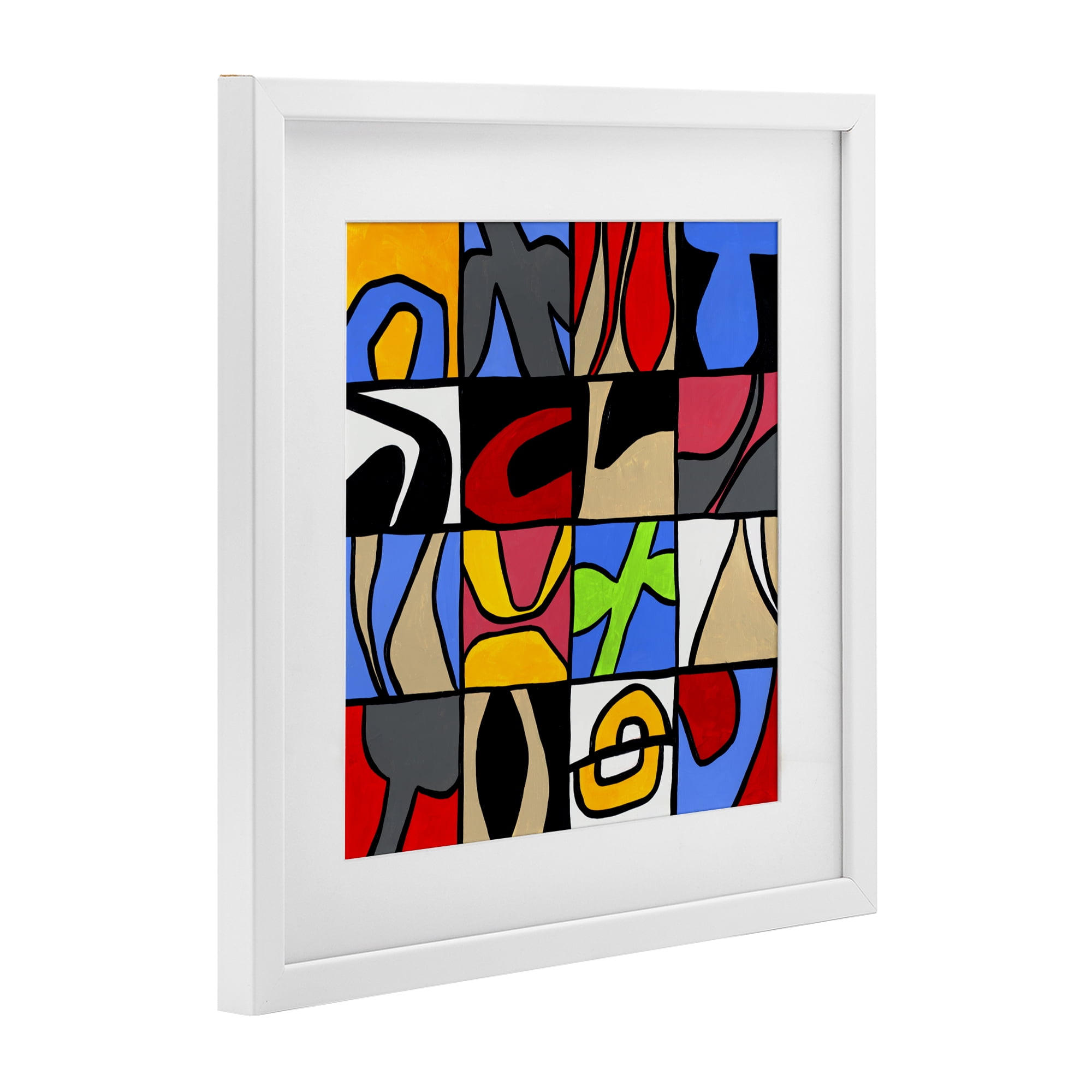 Stupell Industries Alternating Contrast Shapes Abstraction White Framed Print Under Glass, design by Ruth Fromstein
