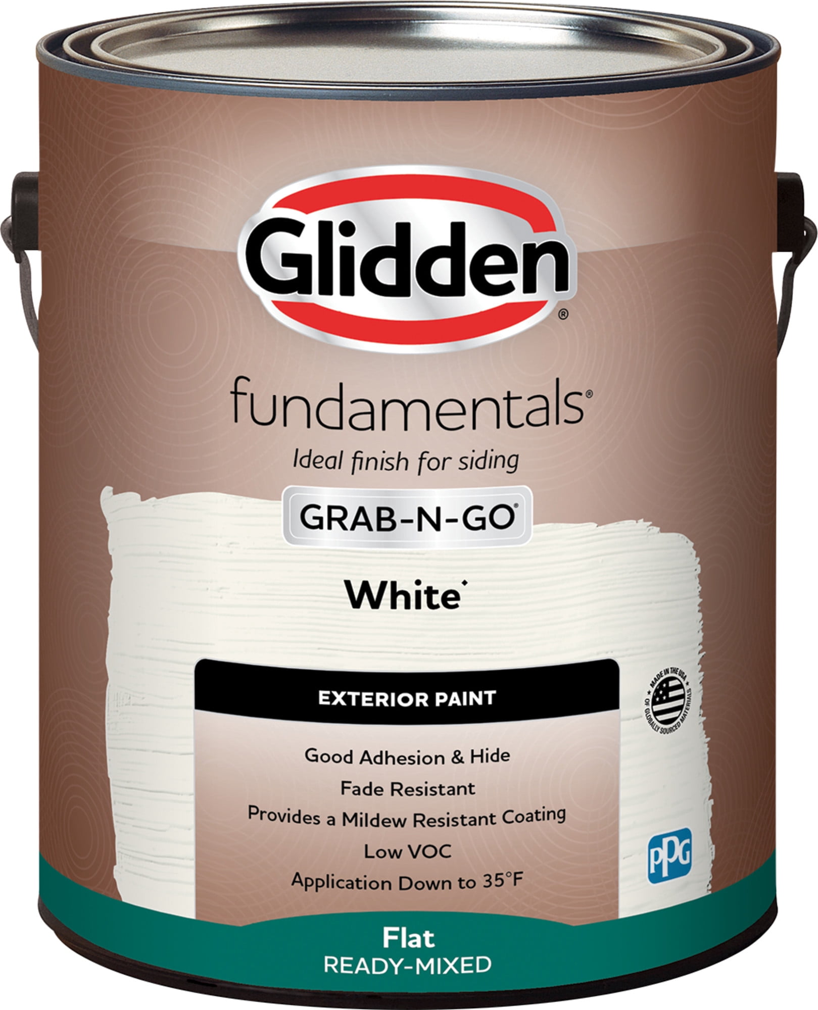 Glidden Fundamentals Grab-N-Go White Flat Exterior Paint, 1 Gallon