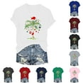 thumbnail image 4 of TTUHYWXI Christmas Palm Tree Shirts for Women Funny Hawaiian Beach Tropical Xmas Top Short Sleeve Casual Graphic Print T Shirt (Wine, M), 4 of 8