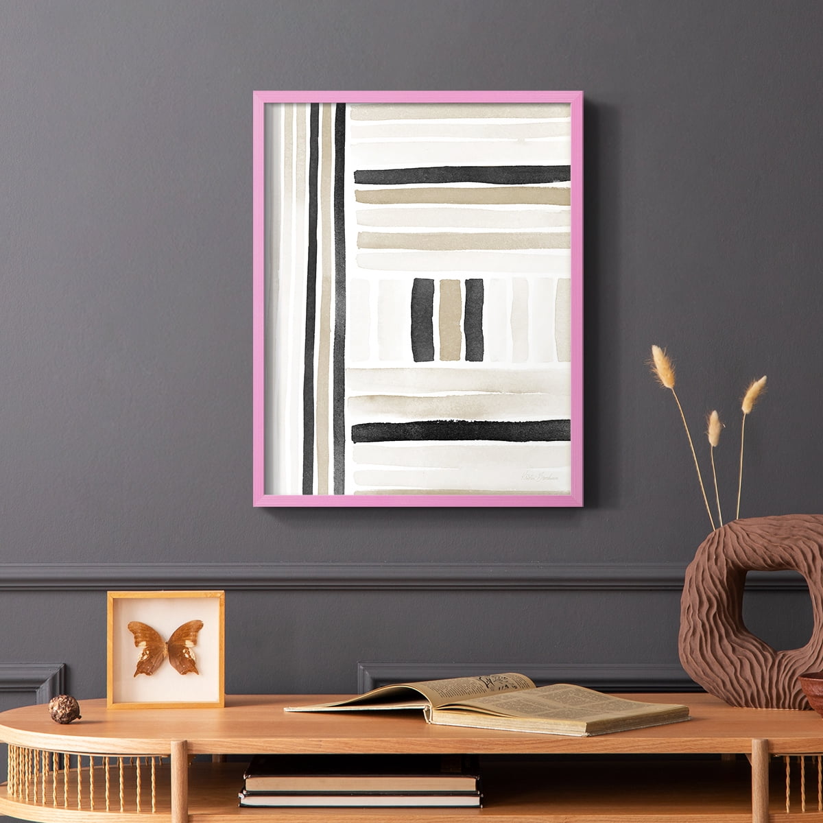 Neutral Lines II in Pink Solid Wood 11 x 14 Framed Print