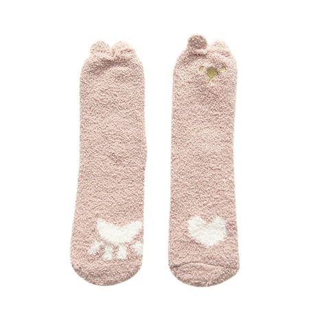 

Veki Women Winter Printing Thickened Coral Fleece Socks Nonslip Floor Socks Stockings Christmas Stockings Christmas