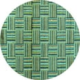 thumbnail image 1 of Ahgly Company Indoor Round Abstract Turquoise Blue Modern Area Rugs, 6' Round, 1 of 4