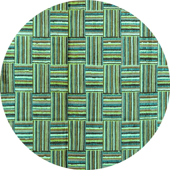 Ahgly Company Indoor Round Abstract Turquoise Blue Modern Area Rugs, 6' Round