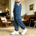 thumbnail image 6 of Lopecy-Sta Pants for Women Jogger Cargo Pants Elastic Drawstring Waist Multi Pockets Relaxed Fit Daily Wear Workout Trousers for All Seasons, 6 of 7