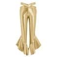 thumbnail image 6 of Eandarui Girls Jazz Hip Hop 2-Piece Set Ruffle Rhinestones Cami Top with Shiny Metallic Flared Pants Dance Performance Outfit Gold 6, 6 of 7