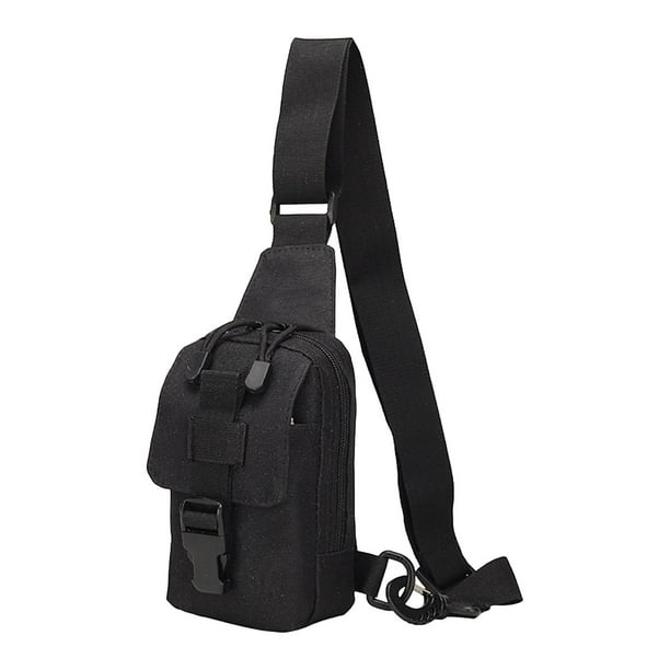 Mochila pequeña tipo mochila para el pecho para mujeres y hombres, ideal para montañismo, deportes y senderismo. Negro