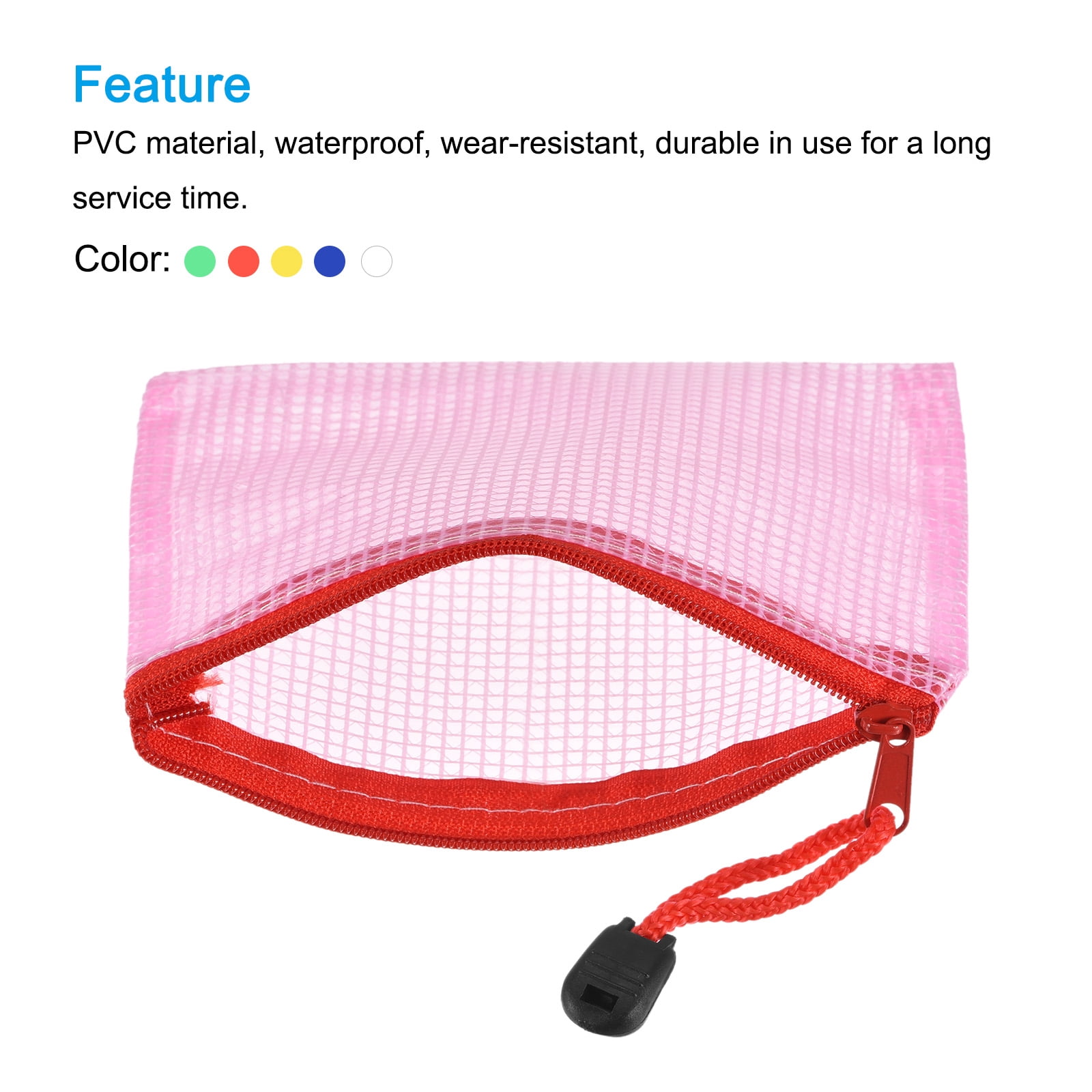 Unique Bargains Mesh Zipper Bag File Document Pocket Bill Pouch Folder 12cm x 16cm 6Pcs