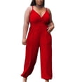 thumbnail image 1 of B91xZ Combinaisons Sans Manches Décontractées pour Femmes Printemps Été Salopettes Amples Combinaisons, Rouge TTG, 1 of 3