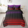 thumbnail image 2 of jejeloiu Abstract Vintage Lines 7pcs Bedding Comforter Set,Geometric Striped Print Queen Bedding Sets,Red Purple Black Queen Sheet Sets For Teens,Breathable Home Decor Reversible, 2 of 8