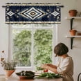 thumbnail image 5 of Retro Geometric Blue Khaki Texture Window Valance Curtain Ethnic Style Rod Pocket Short Curtain for Living Room, Bedroom & Kitchen Window Decor 54x18in, 5 of 8