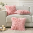 thumbnail image 4 of Luxury Mongolian Fluffy Faux Fur Series Square Decorative Throw Pillow Cusion for Couch, 18" x 18", Pink, 2 Pack, 4 of 8