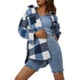 thumbnail image 4 of Womens Sherpa Lined Fleece Plaid Shacket Button Down Long Sleeve Pocketed Oversized Shirt Jacket, 4 of 9