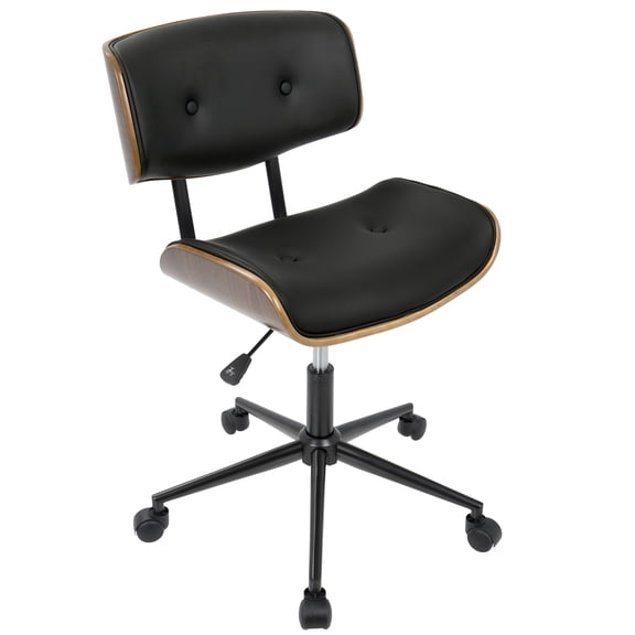 Lombardi Mid-Century Modern Adjustable Office Chair with Swivel in Walnut and Black by LumiSource