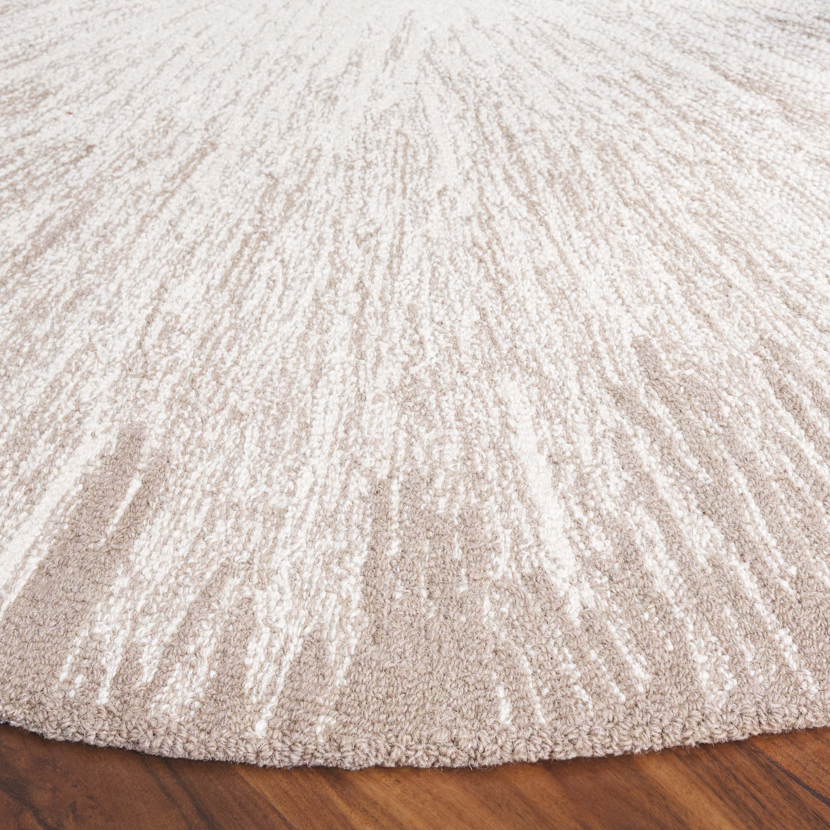 SAFAVIEH Abstract Olivera Radiate Area Rug, Ivory/Dark Beige, 6' x 6' Round
