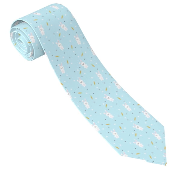 Xecao Cute Bunny Print Tie For Men Necktie Woven Jacquard Neck Ties,Classic Men's Tie