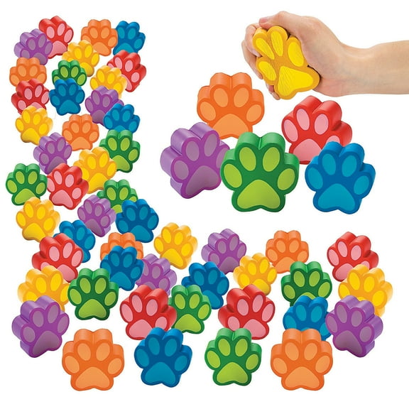 Fun Express Paw Print Stress Toys Bulk 48 Pc