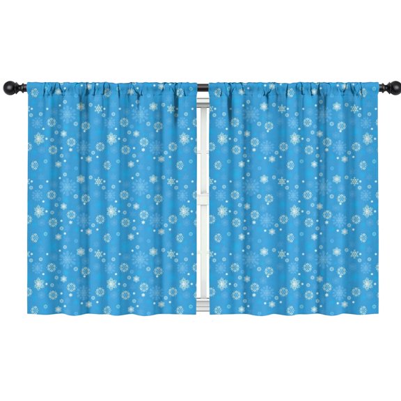 Blackout Kids Curtains,Blue Christmas Snowflake Pattern Childrens Insulated Curtains Set Of 2,Bedroom Essentials,Toddler Room Decor 42"x54"