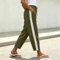 thumbnail image 2 of Women's Cotton Linen Blend Straight Leg Pants, Elastic Waist Pull On with Functional Side Pockets, Loose Fit, Comfy Casual Trousers for Spring Fall Office Outings, Lightweight, 2 of 8