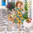 thumbnail image 4 of FORMRS Girls Short Sleeve Dress Summer Casual Round Neck A-line Beach Sundress, Sizes 2T-8T, Stained Glass Sunflowers Pattern, 4 of 8