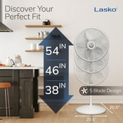 Lasko Elegance and Performance 18 3-Speed Oscillating Pedestal Fan, White, 1820