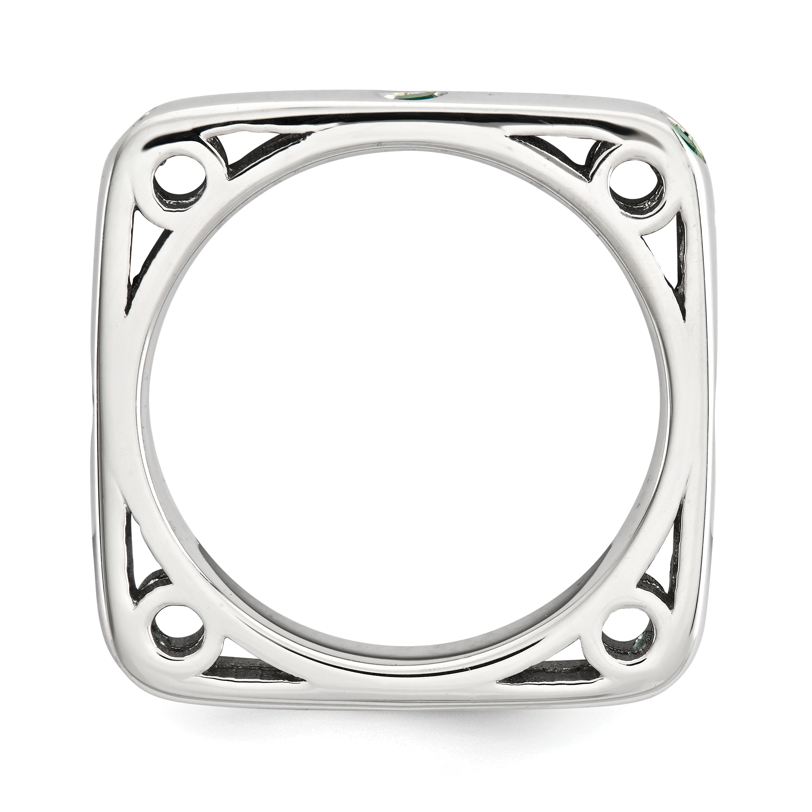 Created Emerald Sterling Silver Polished Square Ring