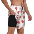 thumbnail image 3 of Picia Hand Drawn Strawberry pattern Mens Swim Trunks with Compression Liner Stretch Beach Shorts Quick Dry with Zipper Pockets No-Chafing Board Shorts-Medium, 3 of 9