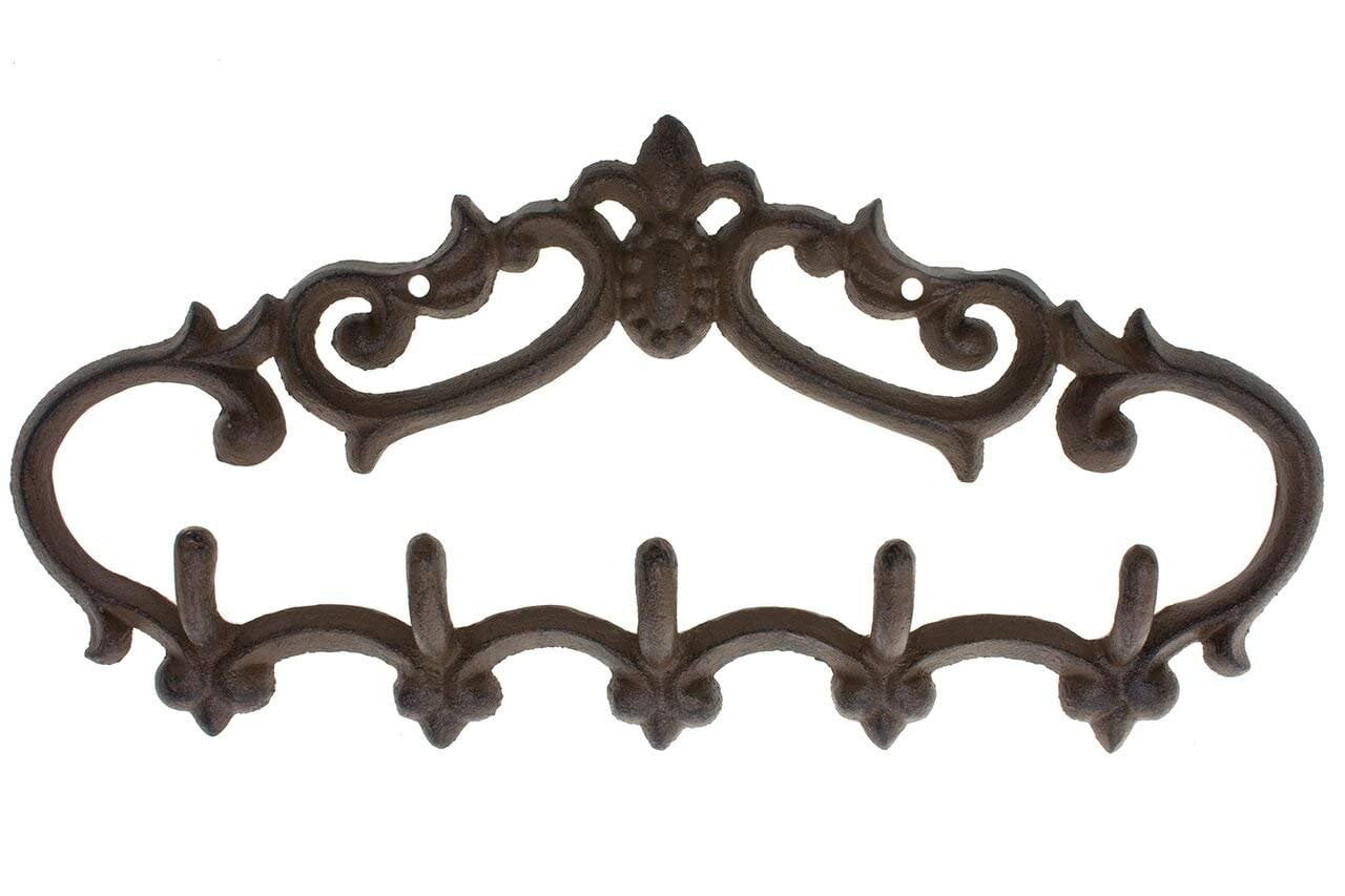 Photo 1 of Comfify Cast Iron Wall Hanger Vintage Design with 5 Hooks - Keys, Towels, etc - Wall Mounted, Metal, Heavy Duty, Rustic, Vintage, Decorative Gift Idea - 12.9x 6.1