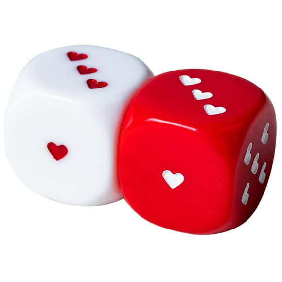 KAKOWELY 2 dados con diseño de corazón, dados de múltiples caras, accesorios para fiestas, juegos de mesa, dados, juguetes, juego de dados