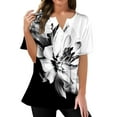 thumbnail image 2 of Black Women's Short Sleeve T-shirt, Women'S Fashion Casual Floral Print Button Down Short Sleeve Top T Shirt,Women's Short sleeve T-shirt L, 2 of 5